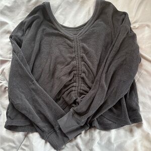 Aerie Black Ruched Sweatshirt